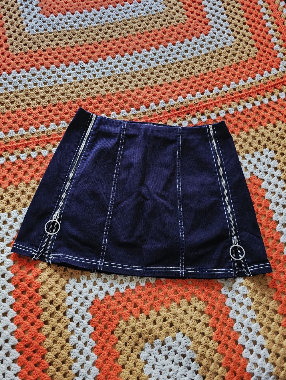 Urban Outfitters Black Zipper Mini Skirt Size Large Y2K Silence + Noise